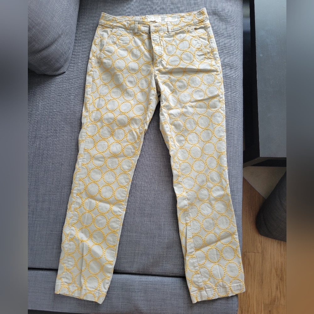 Anthropologie Embroidered Chino Pants